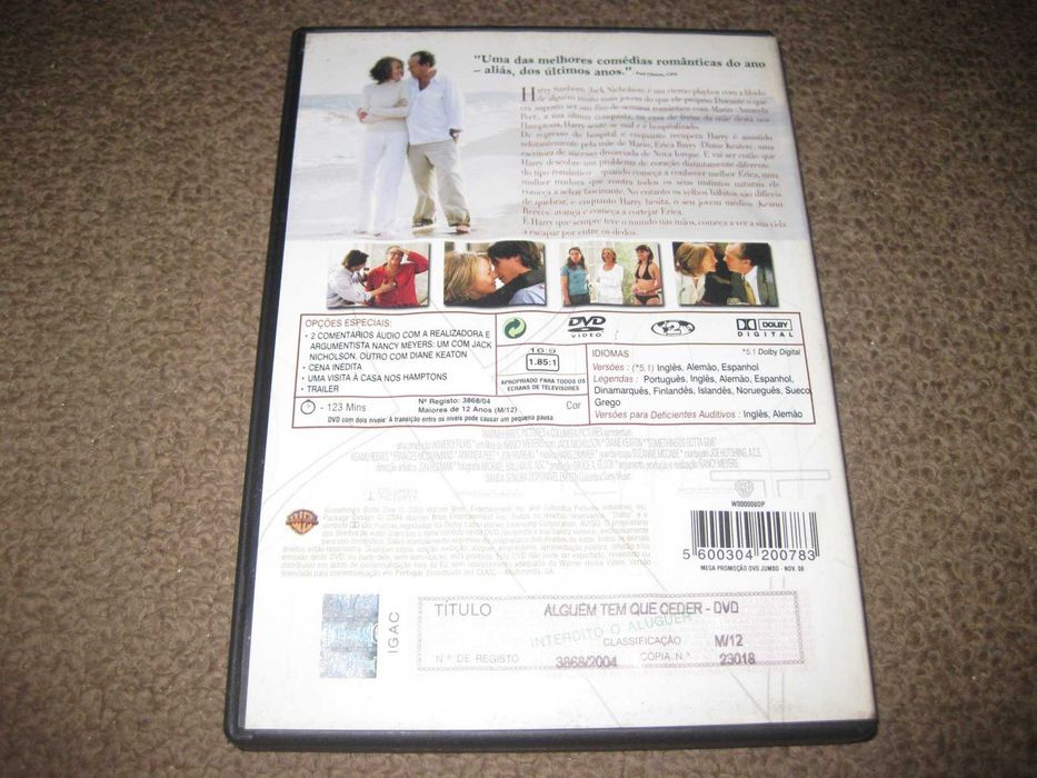 DVD "Alguém Tem que Ceder" com Jack Nicholson