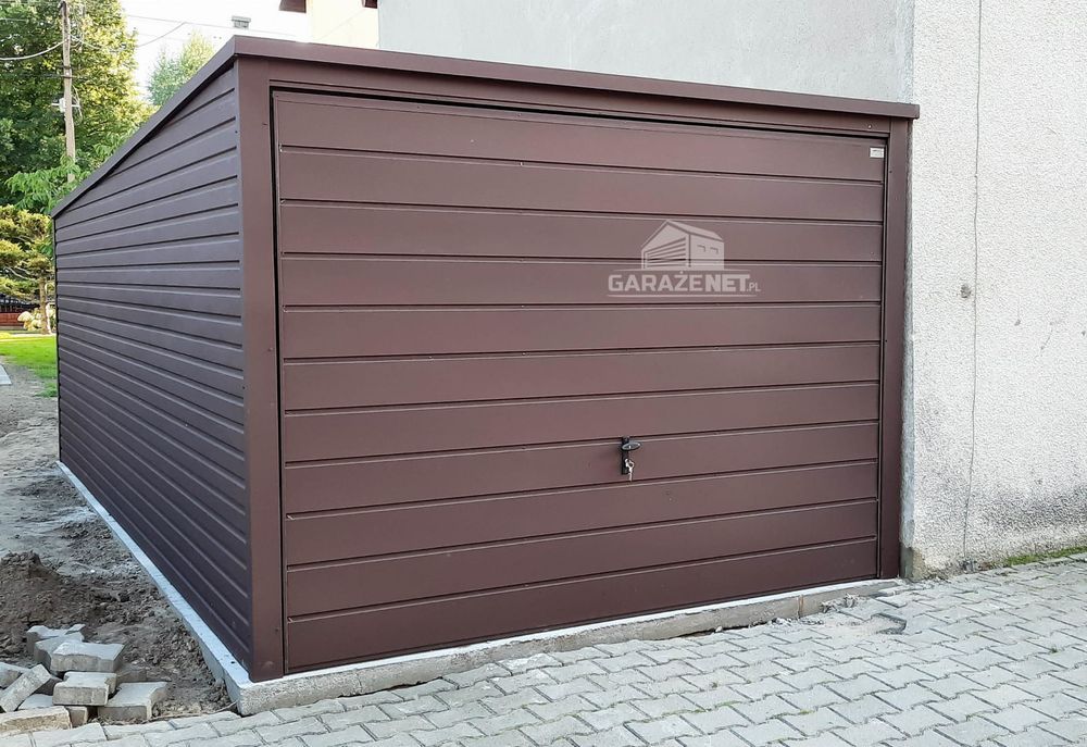 GARAŻ BLASZANY 3m x 6m Poziom - Spad Tył - Brama Uchylna 3x6 GB248