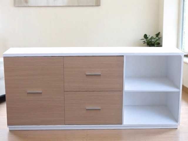 Base de TV Branco/Carvalho | Nova | Já Montada | Entrega Grátis