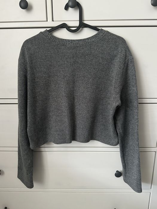 Szary prążkowany krótki sweter Zara 36 s / crop top