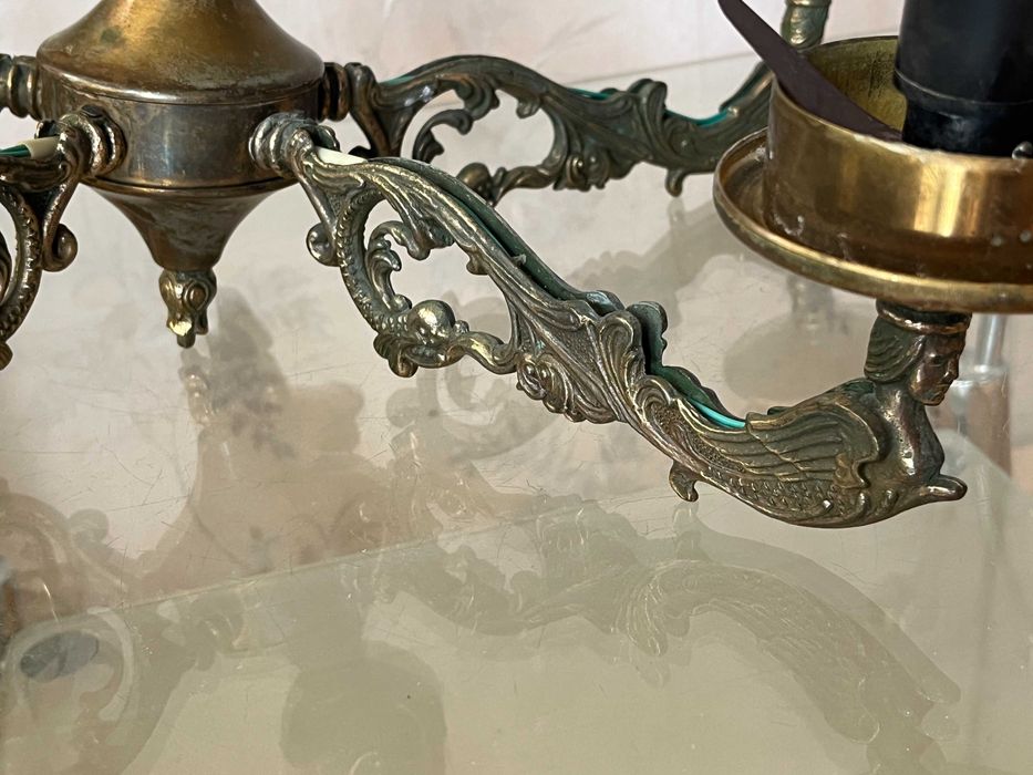 Бронзовая люстра Нимфа, на 5 рожков, СССР