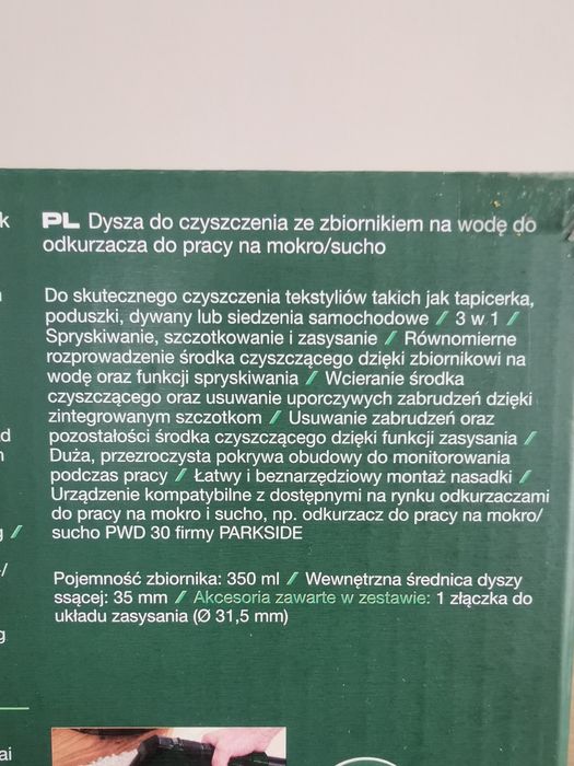 Dysza do czyszczenia na mokro Parkside dywany tapicerka