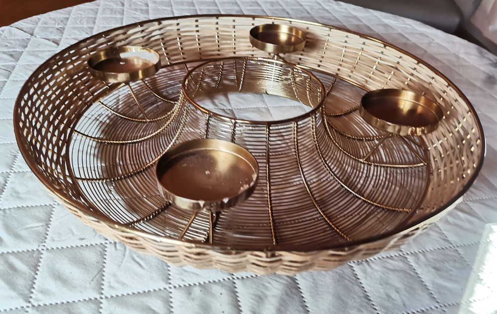 Duży złoty świecznik 4 swiece