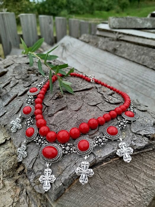 Бусы коралі червоне намисто зі справжнього коралу згарда до вишиванки