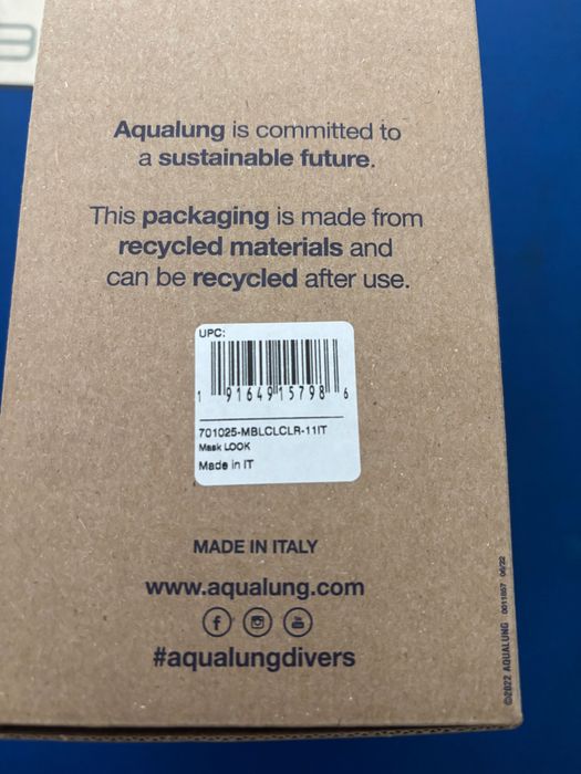 Maska nurkowa Look firmy Aqualung/Technisub przezroczysty silikon niebieska ramka