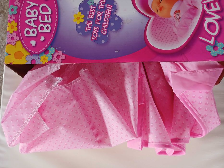 Іграшка ліжечко для ляльки з балдахіном