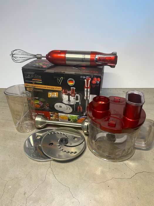 Занурювальний блендер 5 в 1. Міксер, мясорубка, диск для нарізки