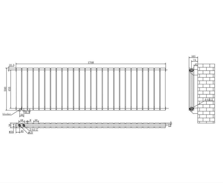 Радіатор оплаення дизайнерський Livorno II G 26/500/1768/50
