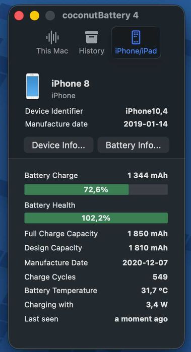 iPhone 8 64GB Neverlock Ідеал / Посилена батарея Deji 100% / Коробка