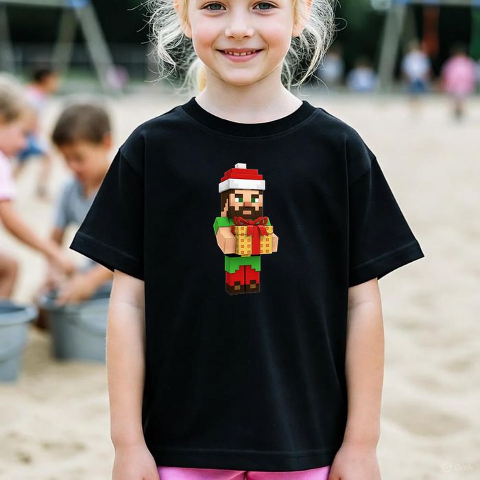 Koszulka dziecięca czarna steve z minecraft prezent święta 152