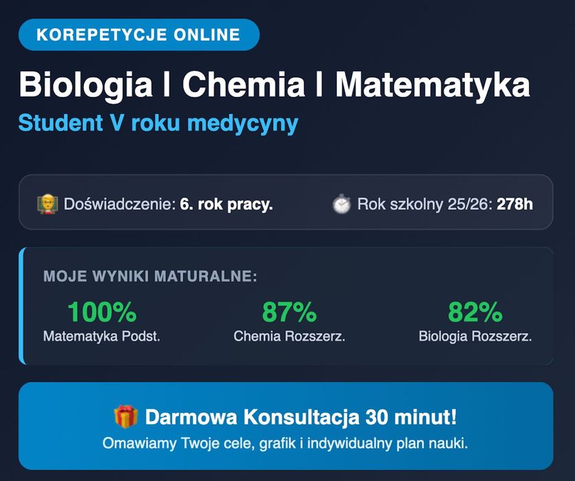 Korepetycje z Biologii, Chemii i Matematyki