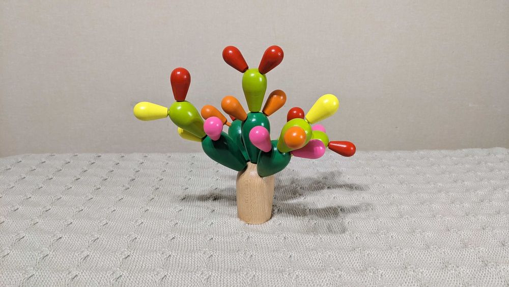 Дитяча гра балансир кактус дерев'яний, кактус з блоків, баланс дерево