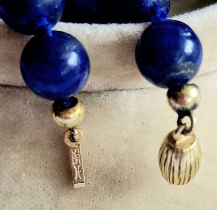 Naszyjnik lapis lazuli złoto 14k długość 70 cm