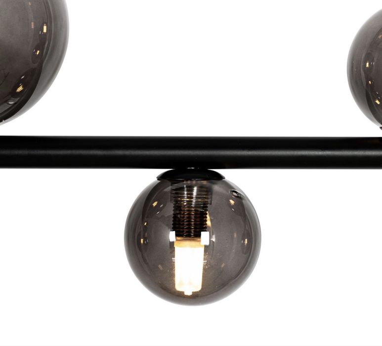 Candeeiro de suspensão preto com vidro fumê - 8 espaços de luzes