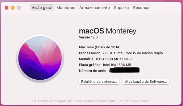 Mac Mini finais de 2014 - disco de  500GB