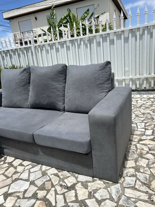 Sofá Chaise Longue Cinzento 3 Lugares – Ótimo estado
