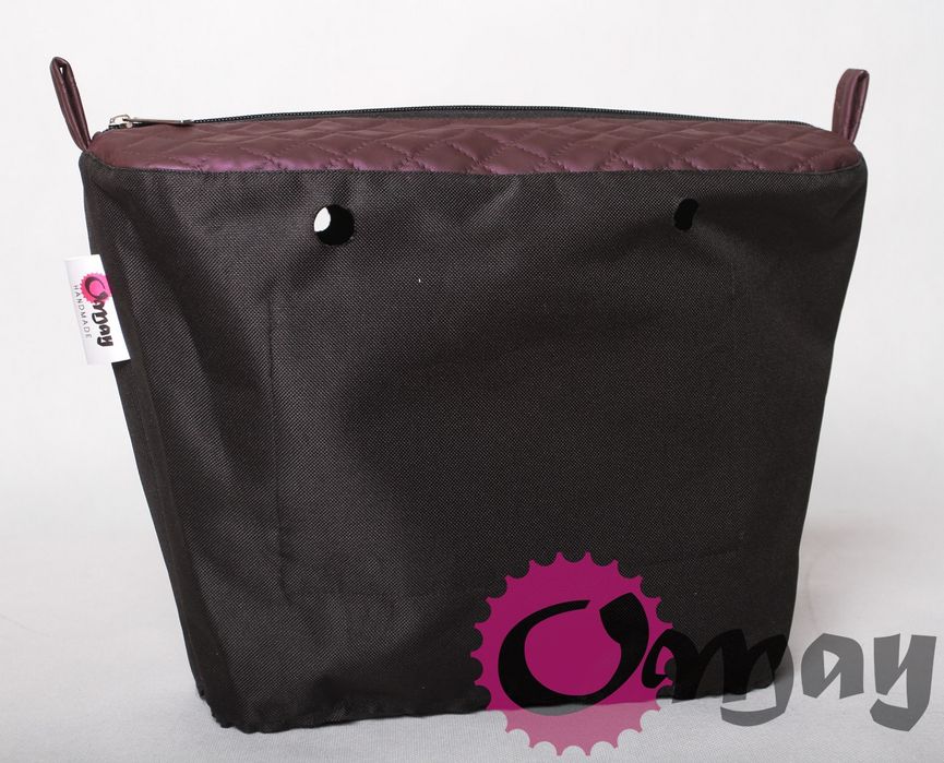 Czarny organizer do OBAG MINI eko skóra pik śliwka wkład OMAY