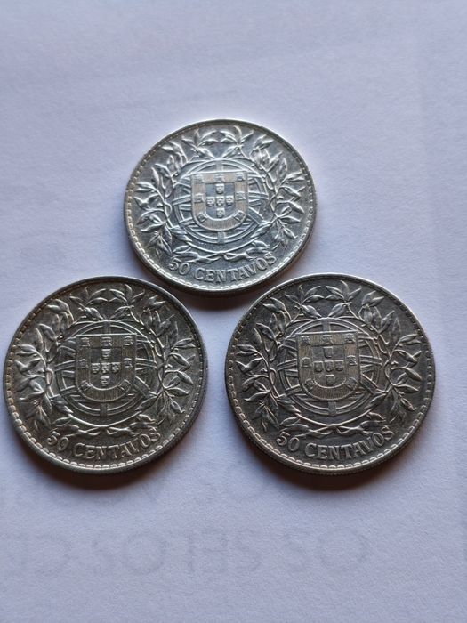 Moedas 50 centavos prata