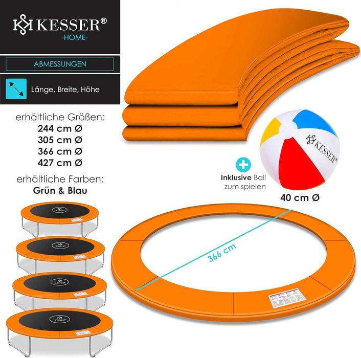 Nowa osłona krawędzi trampoliny / plandeka 366cm / pokrowiec !4460!
