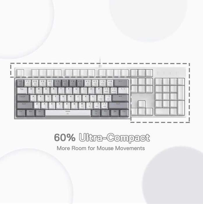 Teclado 60% FIZZ K617 Branco/Cinzento