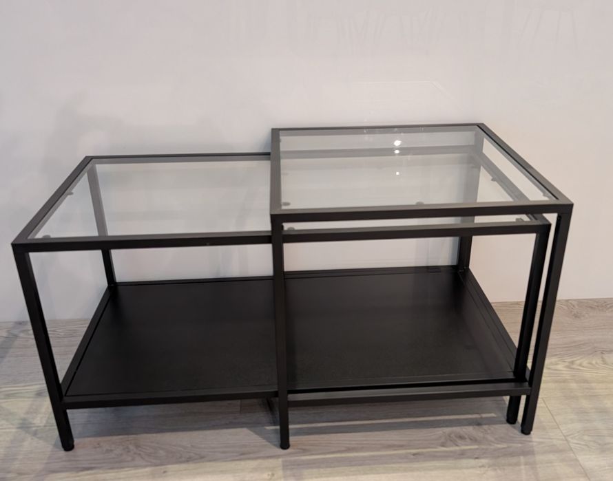 Stolik kawowy czarny VITTSJÖ Ikea 90x50 cm
Stoliki, 2 szt., czarnobrą