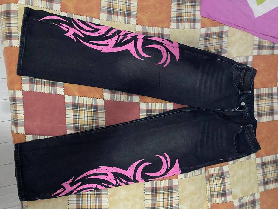 Джинсы y2k нефорские широкие emo jadedlondon jeans pink