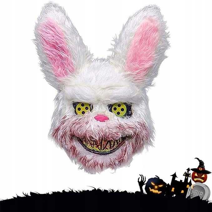 Maska na Halloween Straszny Królik 22x32cm Przebranie Karnawał
