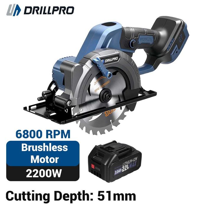 Serra Circular Profissional DrillPro | 2200w | Brushless | Sem fio
