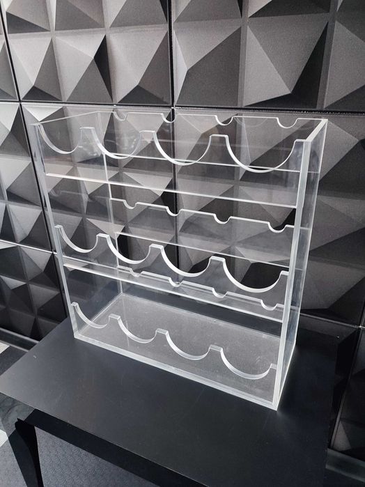 Stojak na wino - regał  na 12 butelek bezbarwny pleksi przeźroczysty