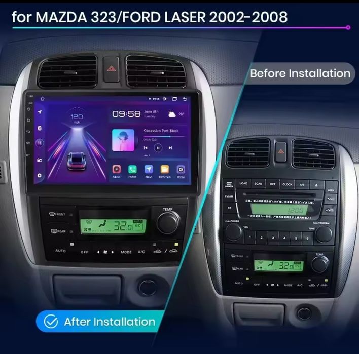 Rádio Android Mazda 323 de 2002-08 CARPLAY WIFI GPS BT novo