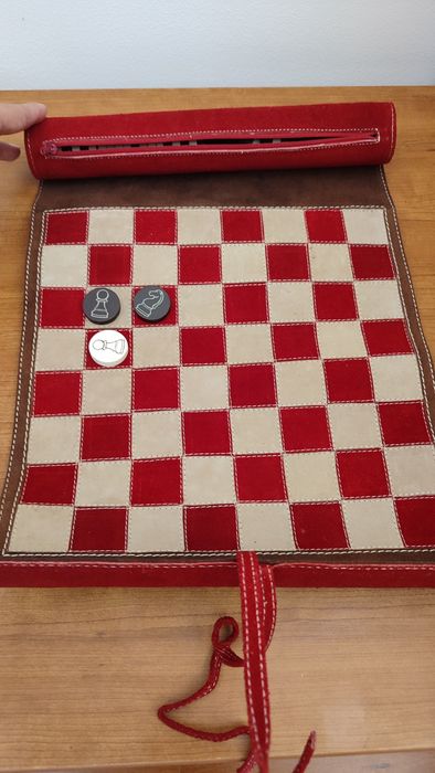 Kit de viagem de  Xadrez em pele  Chess Chekers em pele