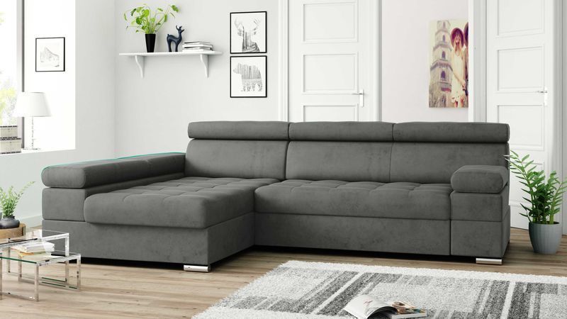 Narożnik PAULO rogówka REGULOWANE zagłówki sofa  narożna PLAMOODPORNA