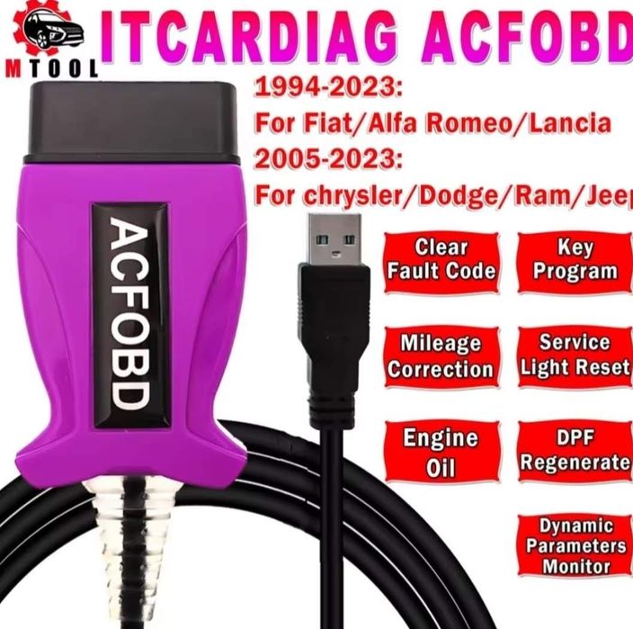 ITCARDIAG ACFOBD skaner OBD2 Fiat/Alfa Romeo/Lancia/Chrysler/Dodge/Ram