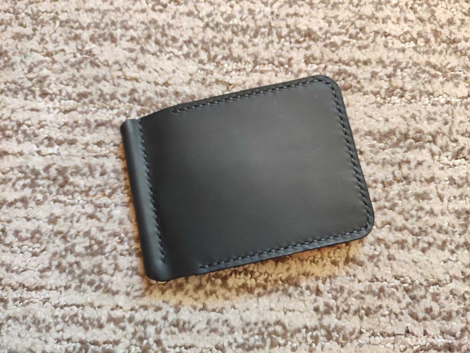 Кожаный зажим для денег с карманом для молочи