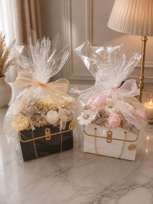 Flower box ze świec sojowych idealny jako prezent na ślub urodziny podziękowanie