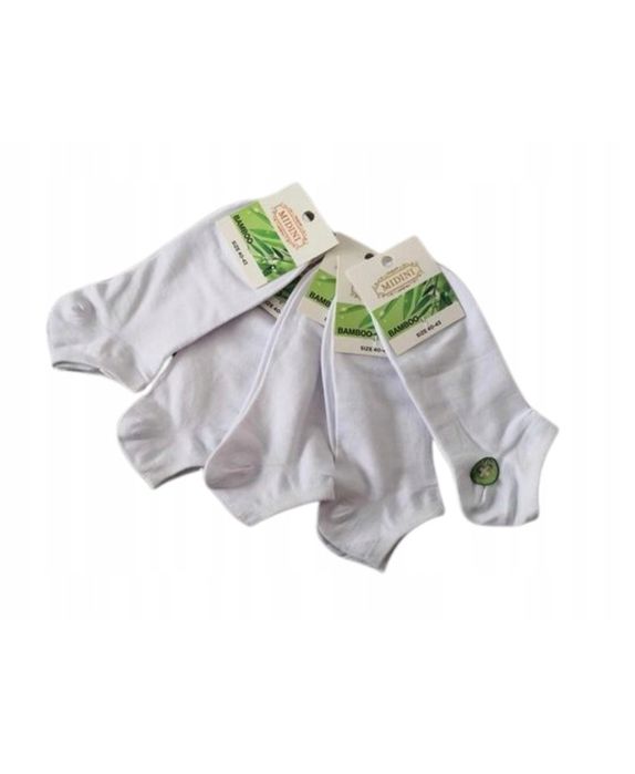 5 par Stopki męskie Bambusowe gładkie białe 40-43