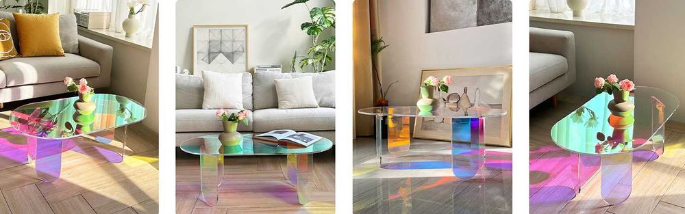 Mesa de apoio centro café oval  95 x 50 x 36 cm com efeitos luz   NOVO