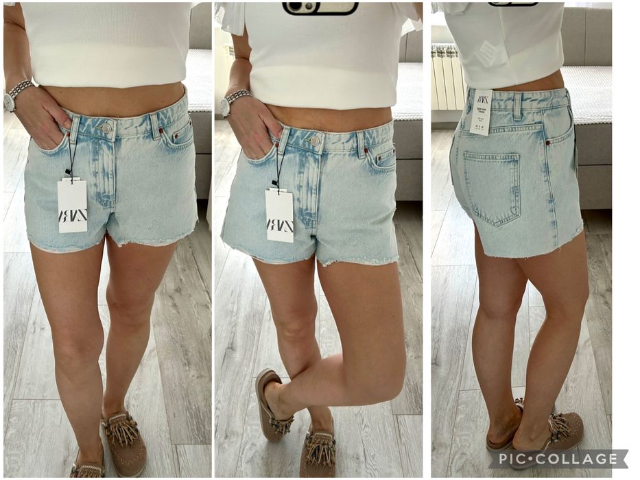 Zara jasne jeansowe szorty z wysokim stanem 38 nowe