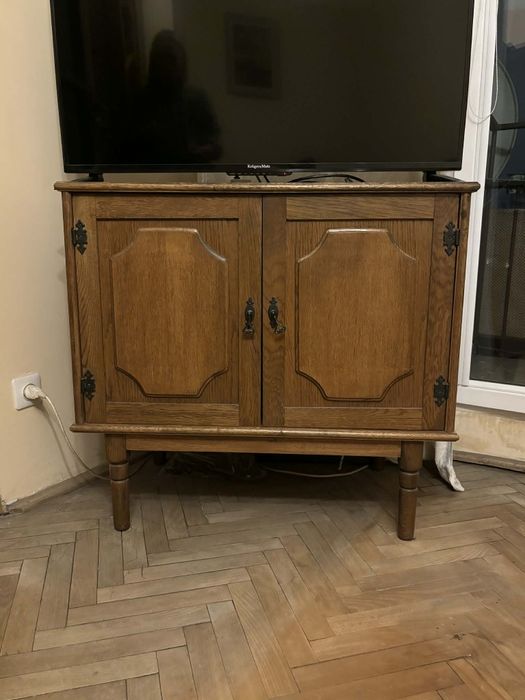 Szafka drewniana vintage/PRL - dąb, solidna, retro