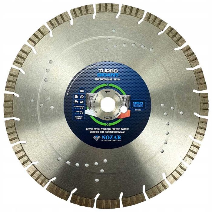 Diamentowa tarcza tnąca Nozar Turbo Gigant Concrete Beton 350mm 15mm !