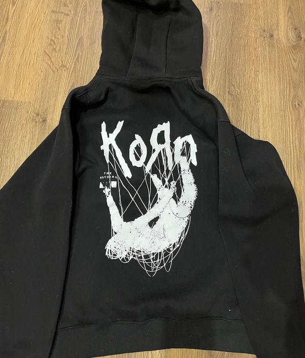 черное худи на флисе, мерч Korn