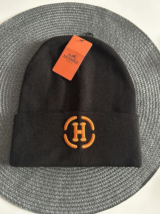 Czarna czapka unisex Hermes rizmiar uni