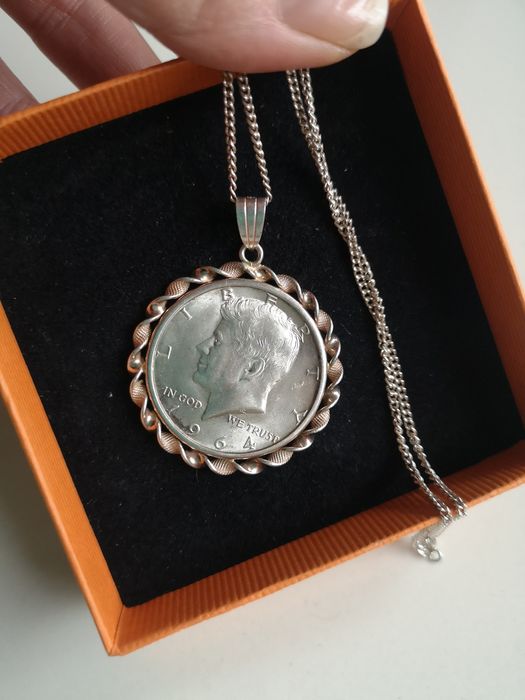 zawieszka moneta Kennedy Half Dollar srebro