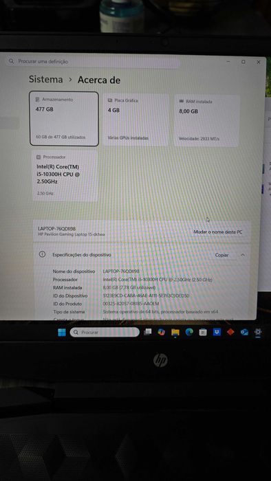 Portátil Gaming HP Pavilion GTX 1650 Ti ,  8 GB RAM
