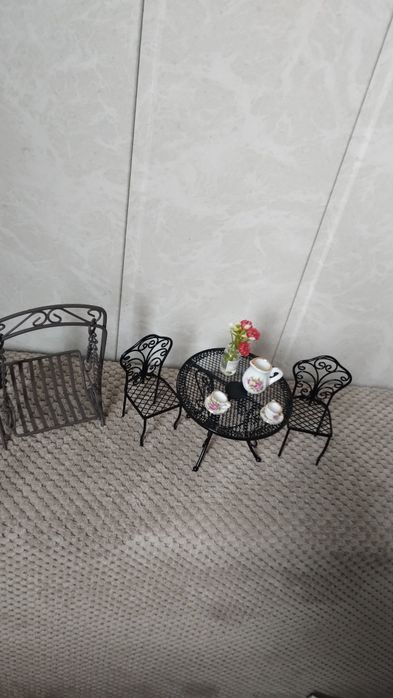 Zestaw miniatura ogrodowa mebelki dla Myszek Maileg lub innych lalek