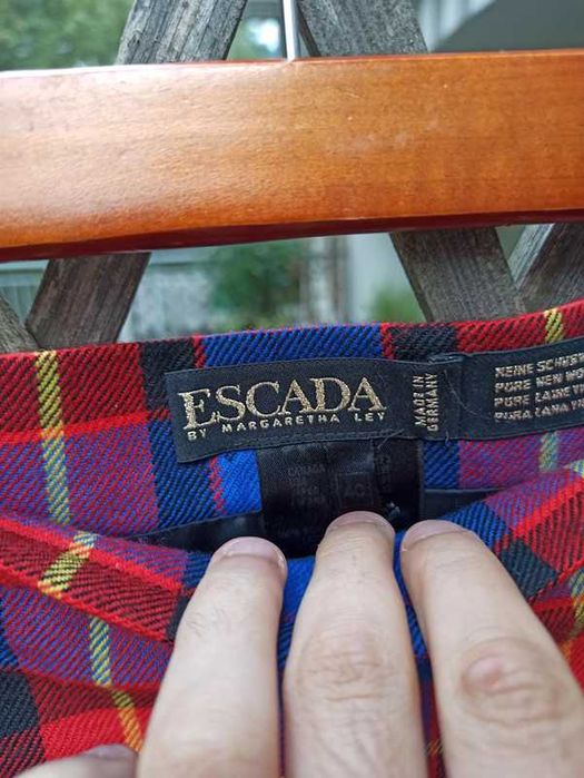 ESCADA szkocka krata spódnica 40/42 wełna