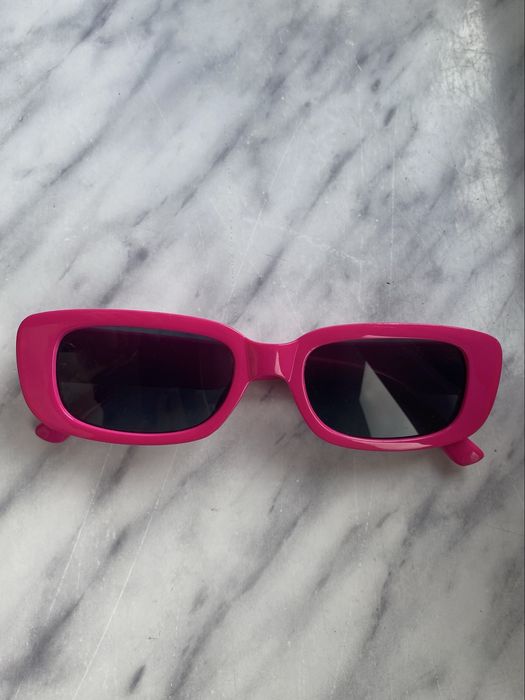 Różowe neonowe okulary przeciwsłoneczne owalne klasyczne retro