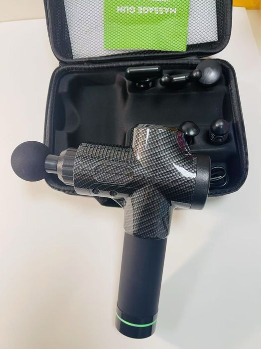 Перкусійний масажер для тіла з LCD-дисплеєм, 30 швидкостей , 6 насадок