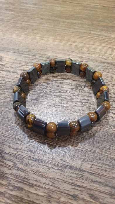 Pulseira para Homem. Olho de tigre e Hematite