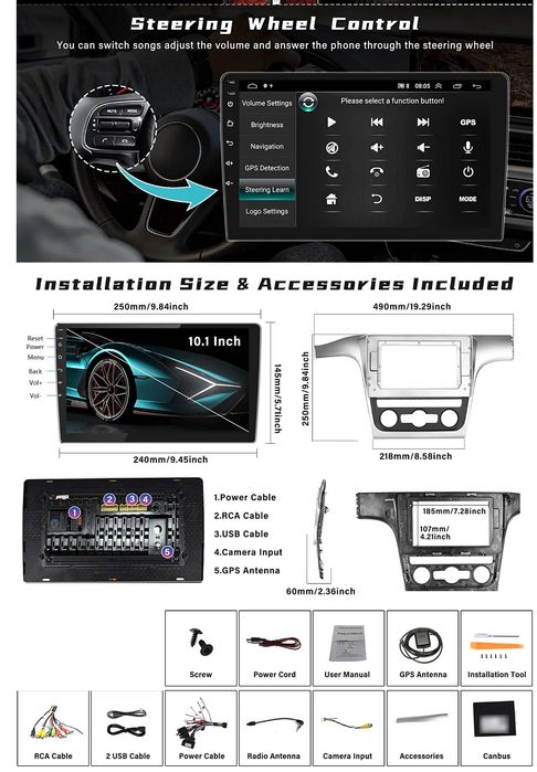 Rádio android 13 Volkswagen PASSAT 2012 A 2015 WiFi Carplay gps 2/64GB